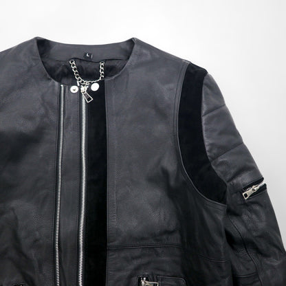 WILLIAM WETSH シングル ライダース バイカー ジャケット L スエード切替 コンビ リブ デザイン