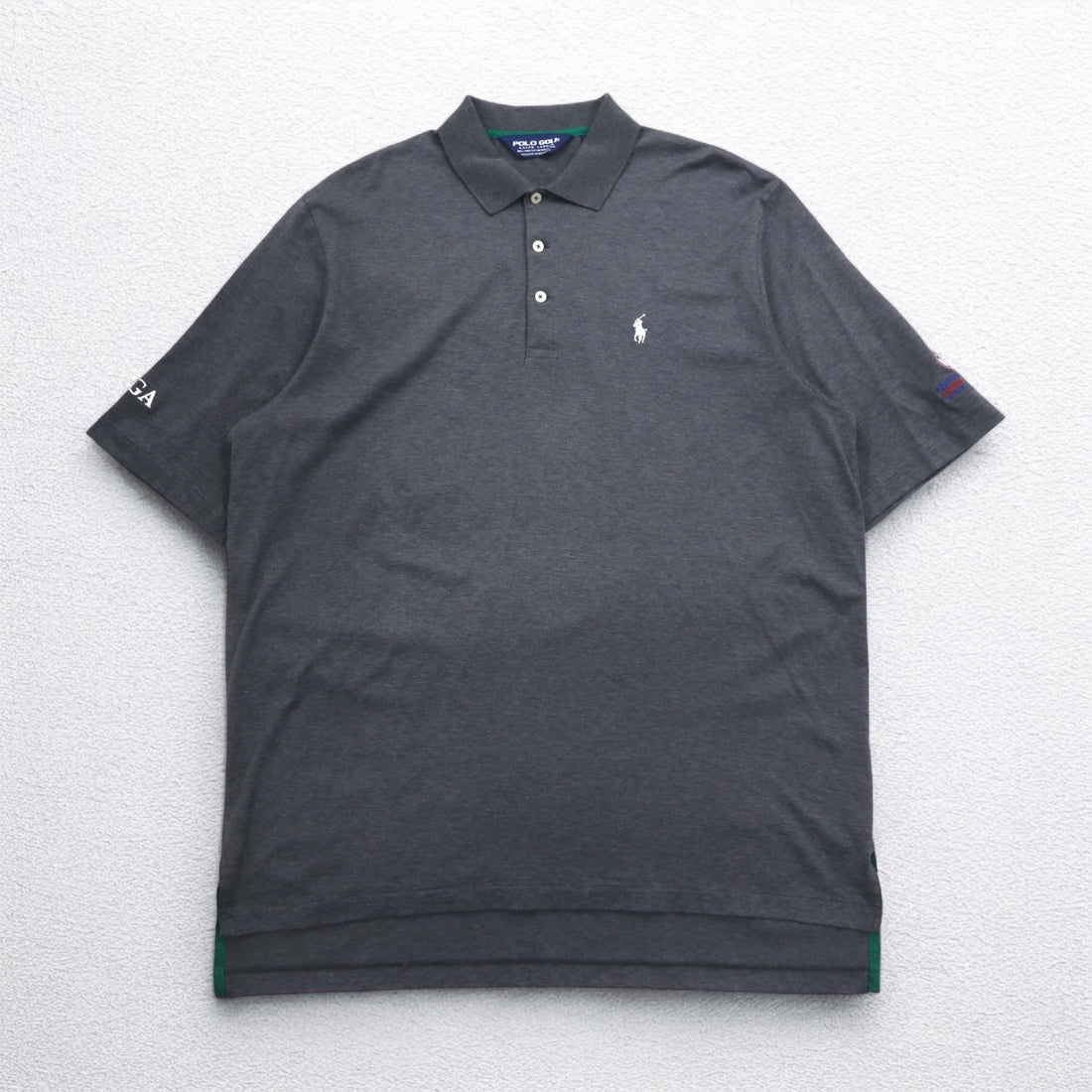 POLO GOLF RALPH LAUREN 90s Peruvian Pima Cotton Polo Shirt, Size L, Gray, Small Pony Embroidery
