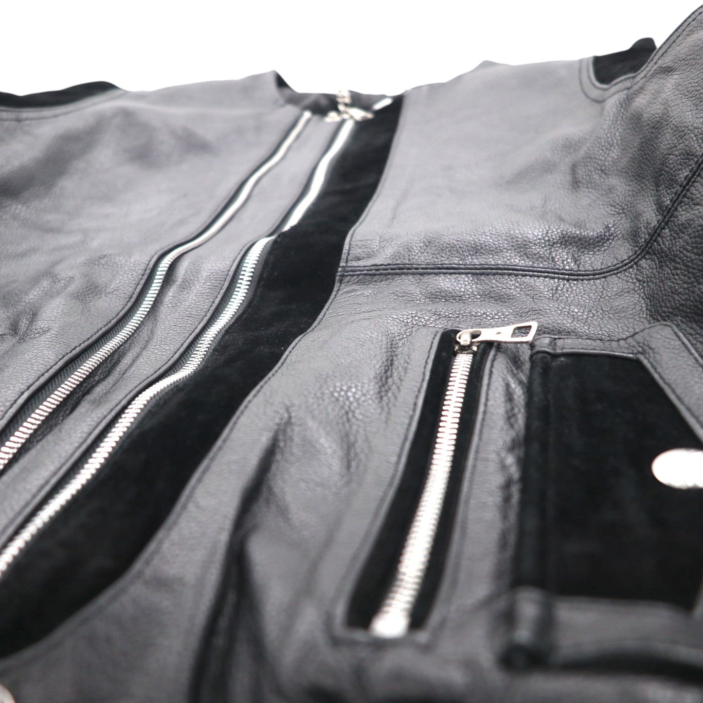 WILLIAM WETSH シングル ライダース バイカー ジャケット L スエード切替 コンビ リブ デザイン