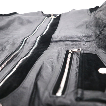 WILLIAM WETSH シングル ライダース バイカー ジャケット L スエード切替 コンビ リブ デザイン