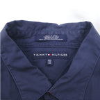 TOMMY HILFIGER 90s Dress Shirt XXL Navy Chest Pocket Big Size One Point Logo