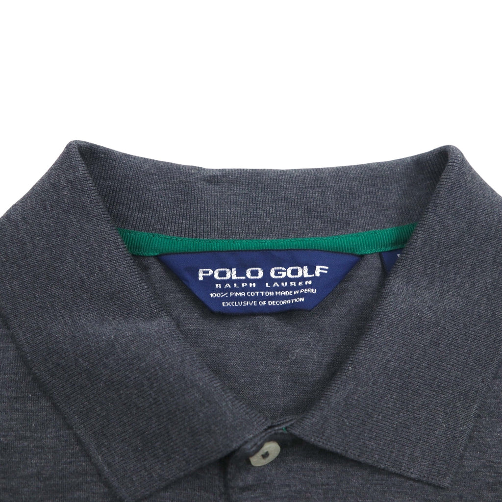 POLO GOLF RALPH LAUREN 90s Peruvian Pima Cotton Polo Shirt, Size L, Gray, Small Pony Embroidery