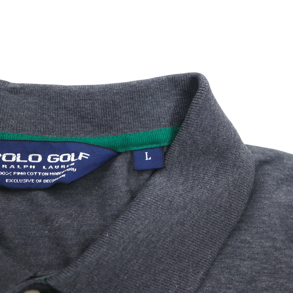 POLO GOLF RALPH LAUREN 90s Peruvian Pima Cotton Polo Shirt, Size L, Gray, Small Pony Embroidery