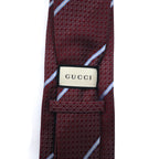 GUCCI Made in Italy Tie Bordeaux Regimental Stripe Silk GG Logo Current Tag