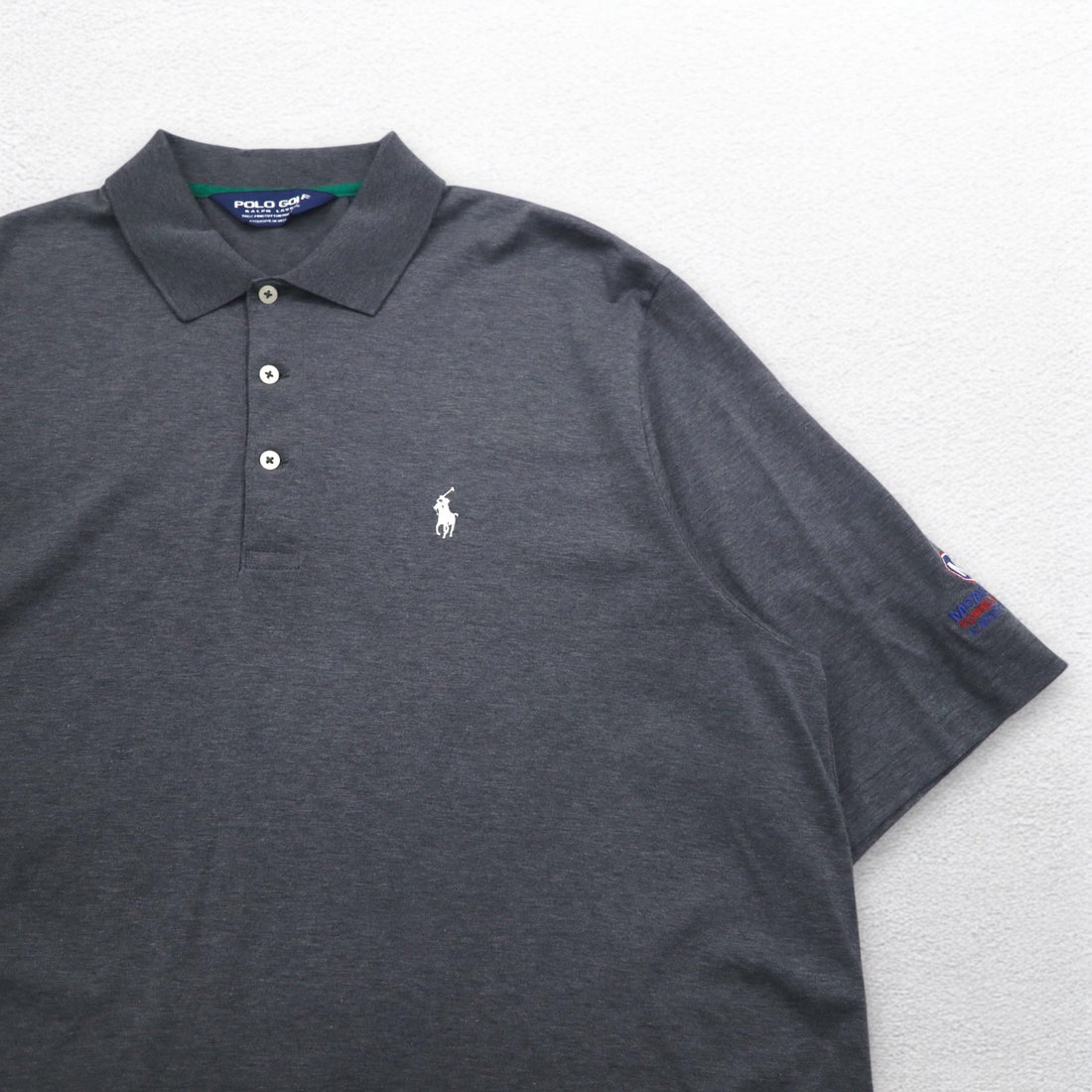 POLO GOLF RALPH LAUREN 90s Peruvian Pima Cotton Polo Shirt, Size L, Gray, Small Pony Embroidery