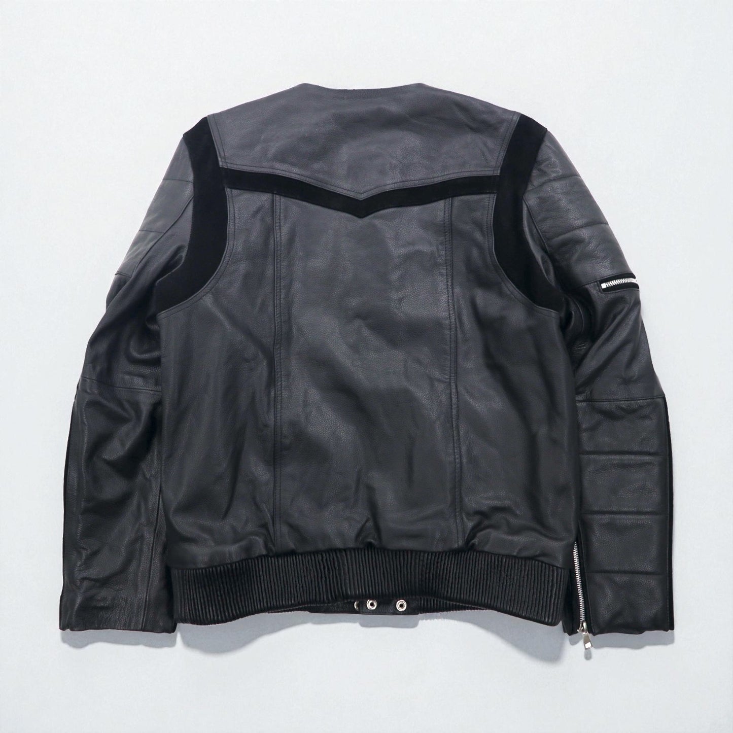 WILLIAM WETSH シングル ライダース バイカー ジャケット L スエード切替 コンビ リブ デザイン