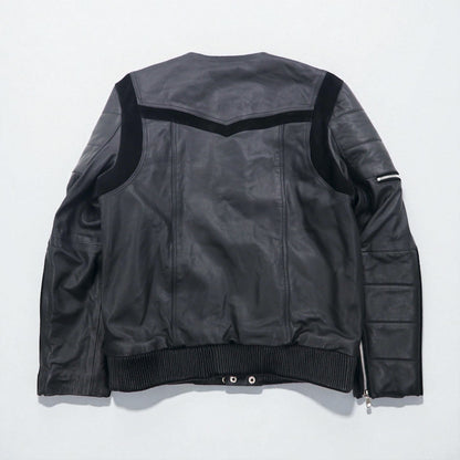 WILLIAM WETSH シングル ライダース バイカー ジャケット L スエード切替 コンビ リブ デザイン