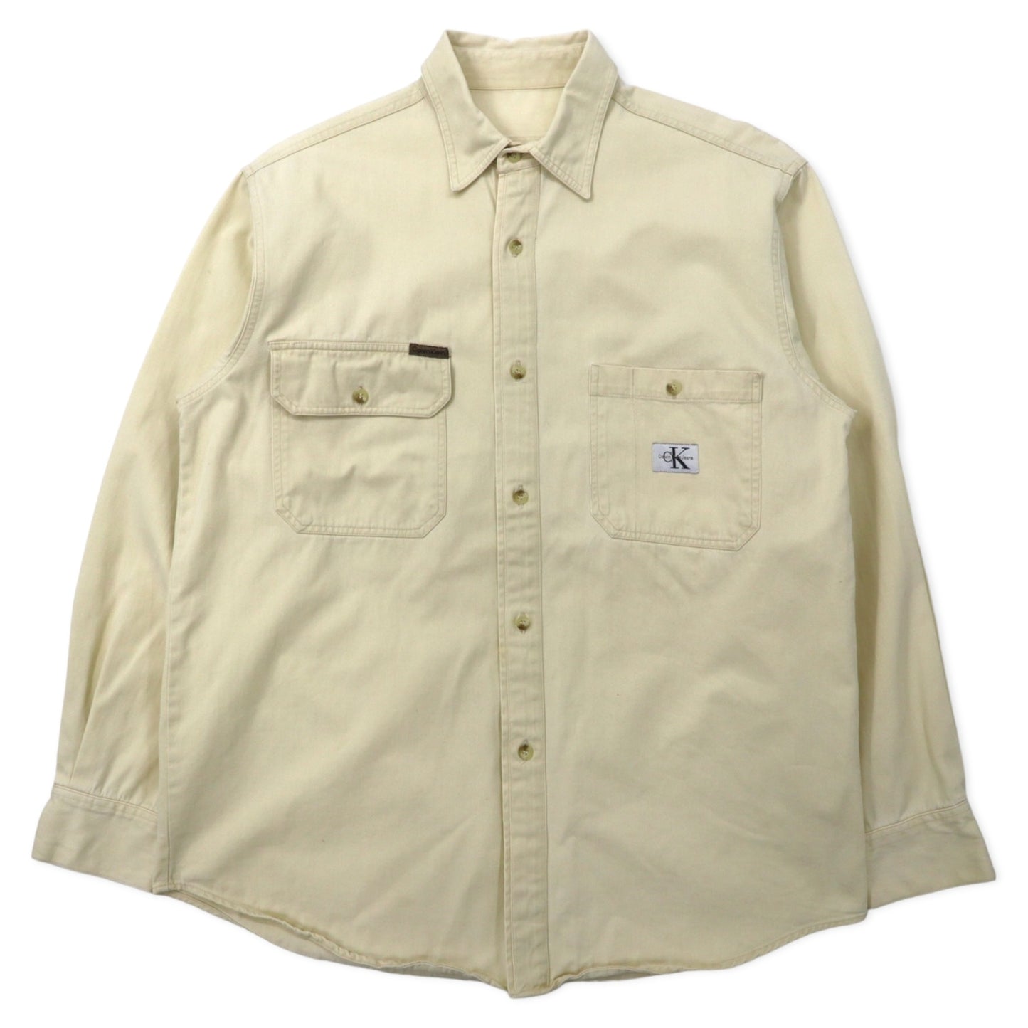 日本然リトテ-古着オンライン-Calvin Klein Jeans USA製 90年代 ワークシャツ L ベージュ コットン-Calvin Klein Jeans USA Made 90's Work Shirt L Beige Cotton