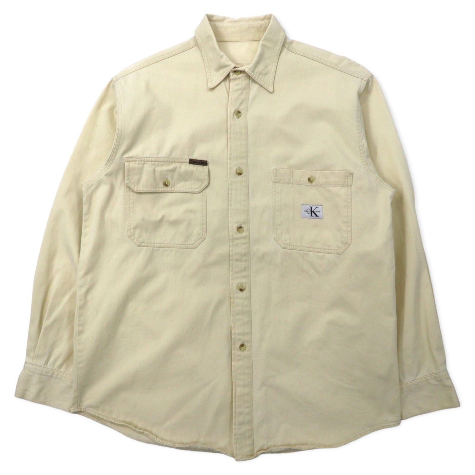 日本然リトテ-古着オンライン-Calvin Klein Jeans USA製 90年代 ワークシャツ L ベージュ コットン-Calvin Klein Jeans USA Made 90's Work Shirt L Beige Cotton