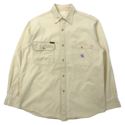 日本然リトテ-古着オンライン-Calvin Klein Jeans USA製 90年代 ワークシャツ L ベージュ コットン-Calvin Klein Jeans USA Made 90's Work Shirt L Beige Cotton