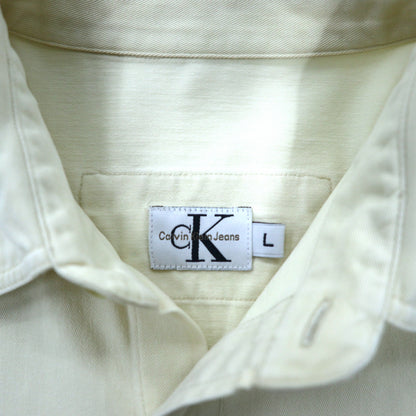 Calvin Klein Jeans USA Made 90s Work Shirt L Beige Cotton