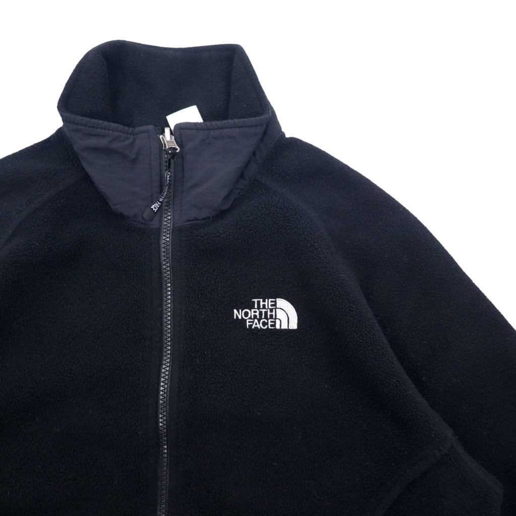 THE NORTH FACE Polartec Fleece Jacket M Black Polyester Center Logo Embroidery Drawstring