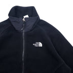 THE NORTH FACE Polartec Fleece Jacket M Black Polyester Center Logo Embroidery Drawstring