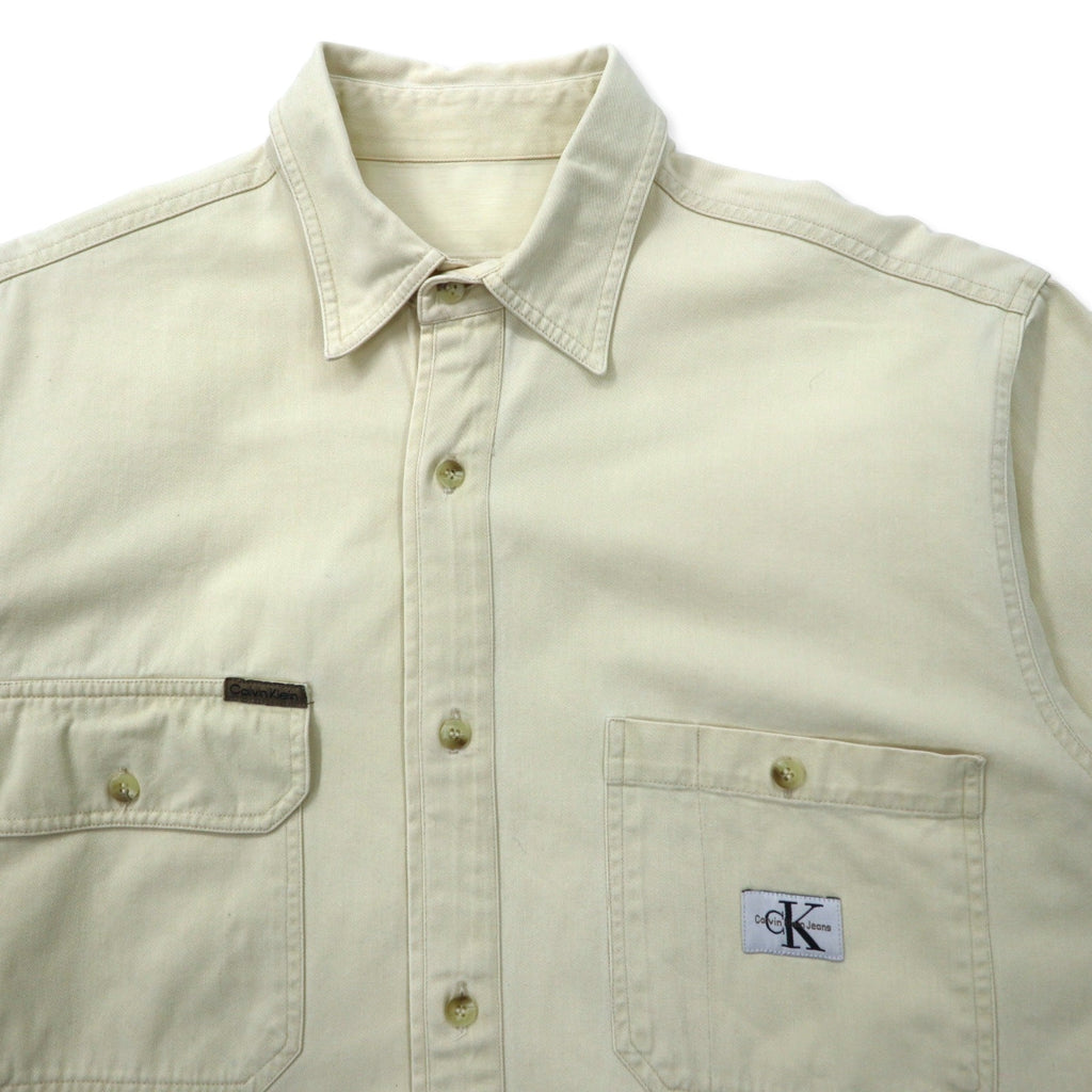 Calvin Klein Jeans USA製 90年代 ワークシャツ L ベージュ コットン