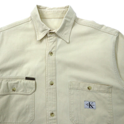 Calvin Klein Jeans USA Made 90s Work Shirt L Beige Cotton