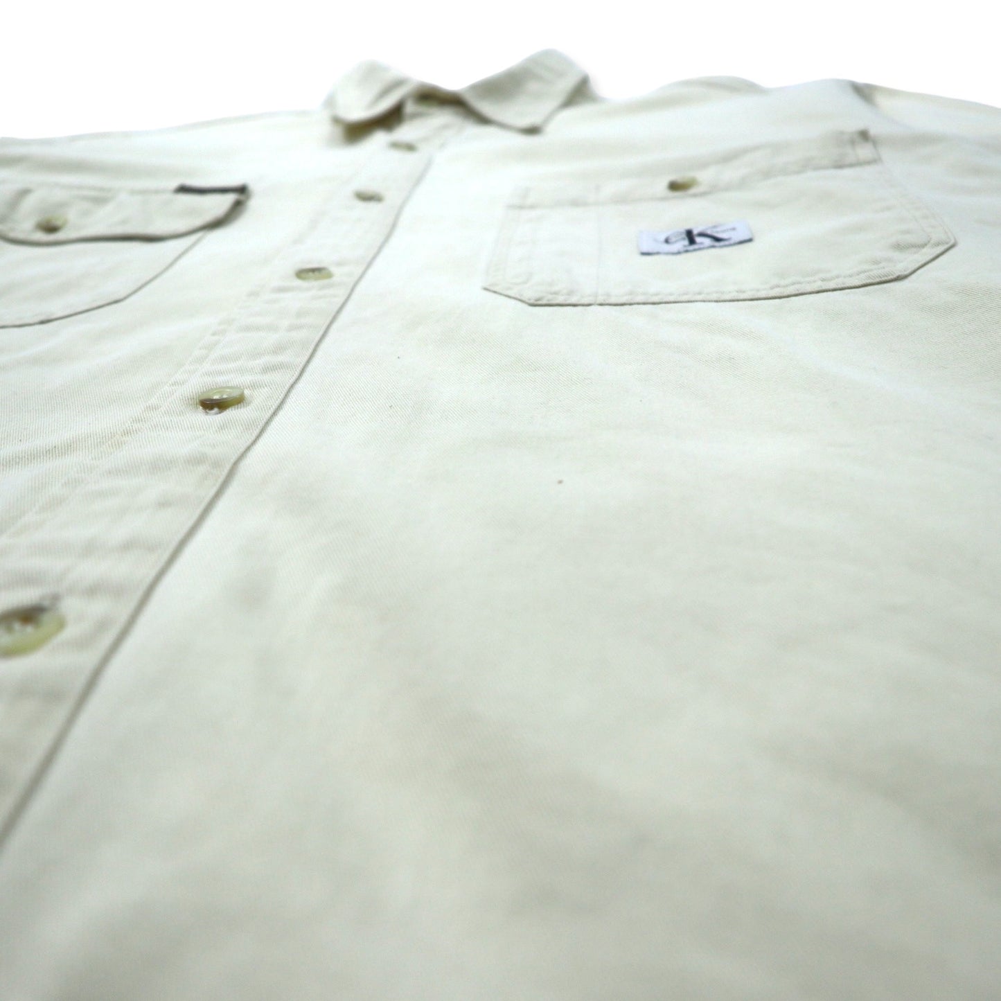 Calvin Klein Jeans USA Made 90s Work Shirt L Beige Cotton
