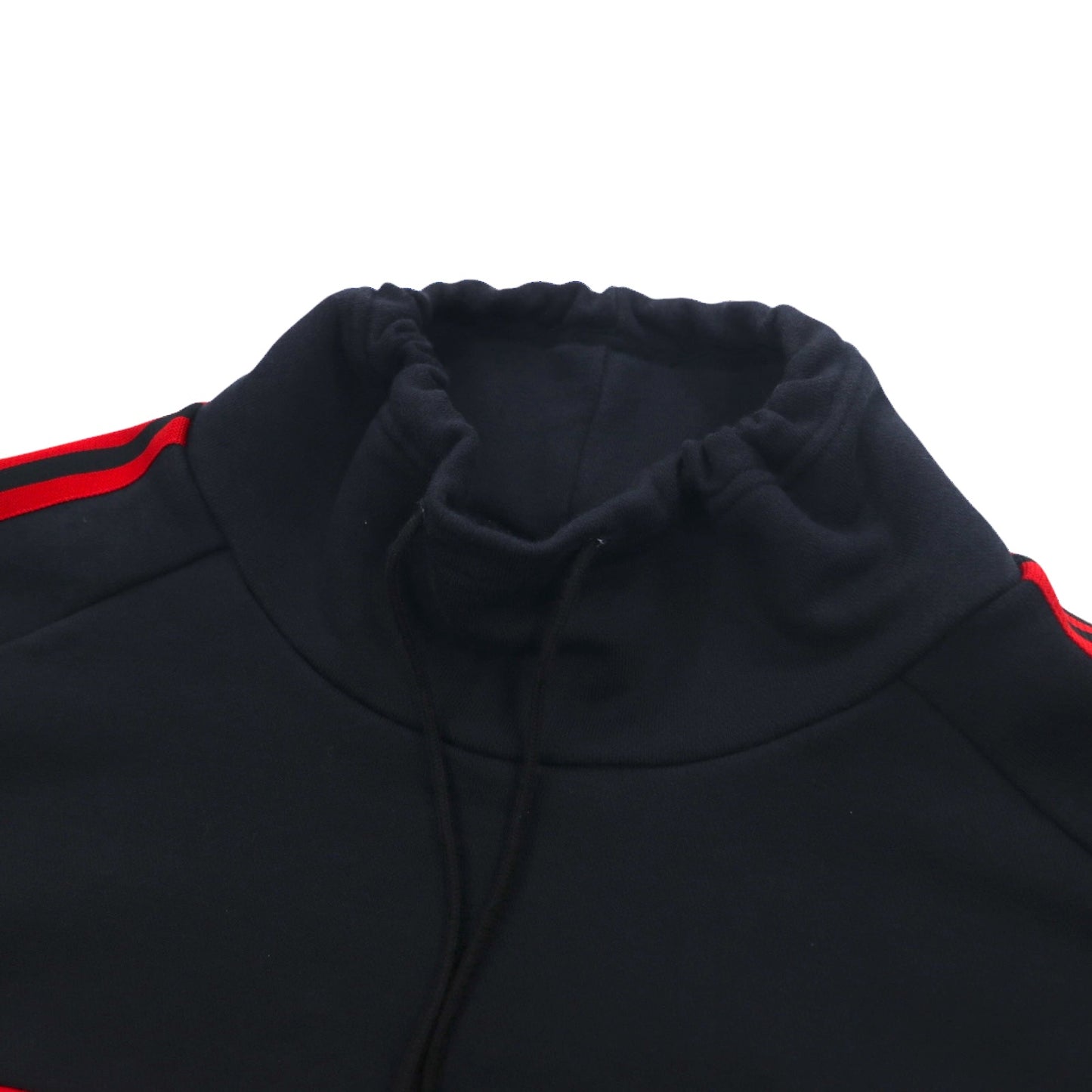 adidas 90年代 デサント社製 ドローコード ハイネック スウェット L ブラック 両面プリント 日本製