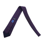 HERMES French made tie, navy silk, all-over stripe belt 7020 TA