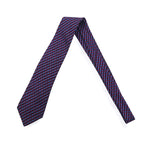 HERMES French made tie, navy silk, all-over stripe belt 7020 TA
