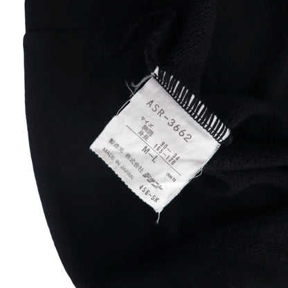 adidas 90年代 デサント社製 ドローコード ハイネック スウェット L ブラック 両面プリント 日本製