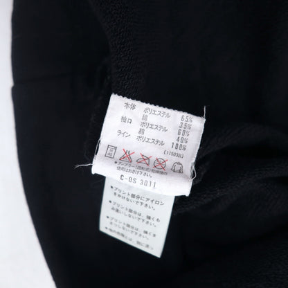 adidas 90年代 デサント社製 ドローコード ハイネック スウェット L ブラック 両面プリント 日本製