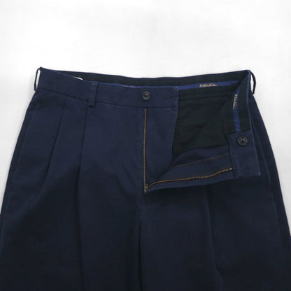 Brooks Brothers ADVANTAGE CHINO ELLIOT 2-Puck Wide Leg Chino Pants, Size M, Navy, Cotton