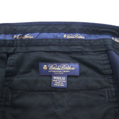 Brooks Brothers ADVANTAGE CHINO ELLIOT 2-Puck Wide Leg Chino Pants, Size M, Navy, Cotton