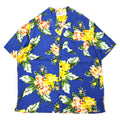 日本然リトテ-古着オンライン-90年代 KING SIZE オープンカラー アロハシャツ 2XL ブルー レーヨン 花柄 ビッグサイズ-90's KING SIZE open collar Hawaiian Shirt 2XL blue rayon floral pattern big size