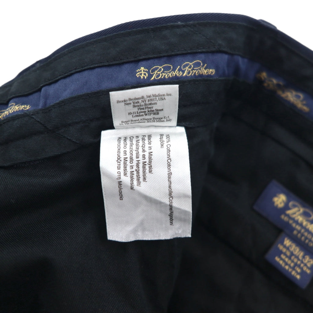 Brooks Brothers ADVANTAGE CHINO ELLIOT 2タック ワイド チノパンツ M ネイビー コットン
