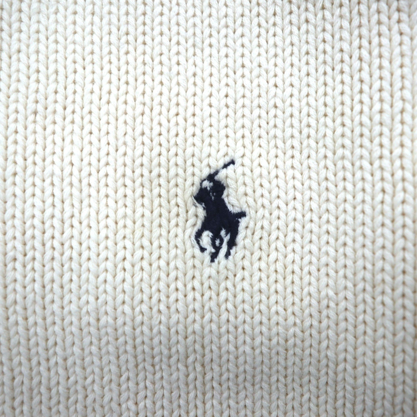 Polo Ralph Lauren 90年代 コットンニット カーディガン L オフホワイト 生成り スモールポニー刺繡 パッチポケット