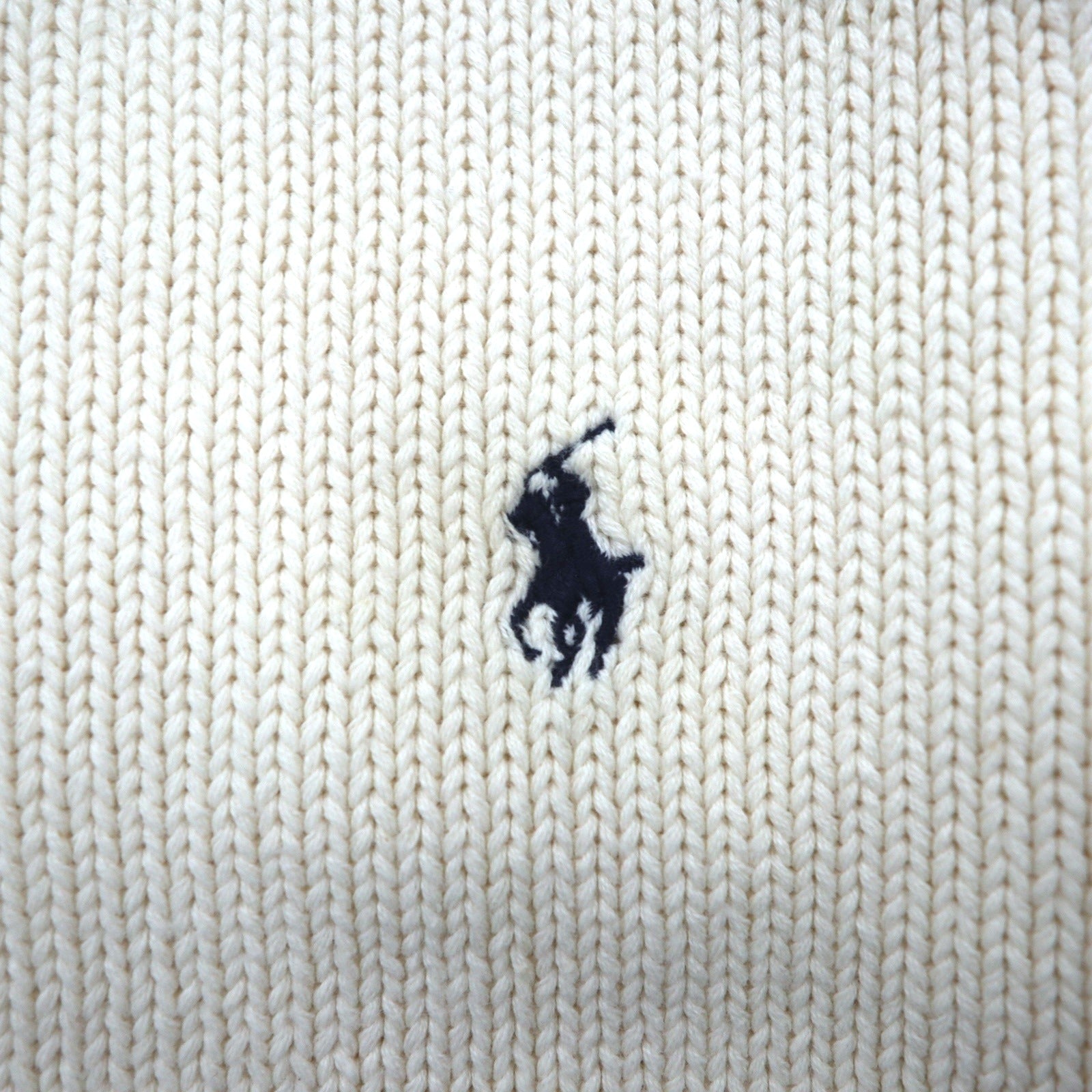 Polo Ralph Lauren 90年代 コットンニット カーディガン L オフホワイト 生成り スモールポニー刺繡 パッチポケット