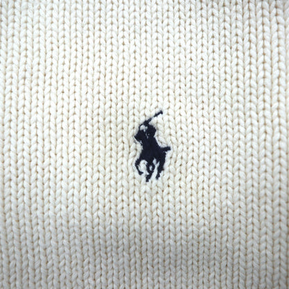 Polo Ralph Lauren 90年代 コットンニット カーディガン L オフホワイト 生成り スモールポニー刺繡 パッチポケット