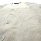 Polo Ralph Lauren 90年代 コットンニット カーディガン L オフホワイト 生成り スモールポニー刺繡 パッチポケット