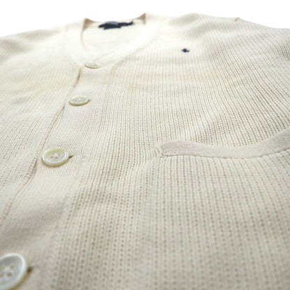 Polo Ralph Lauren 90年代 コットンニット カーディガン L オフホワイト 生成り スモールポニー刺繡 パッチポケット