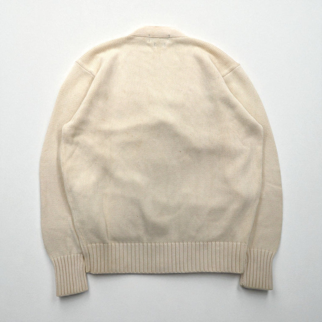 Polo Ralph Lauren 90年代 コットンニット カーディガン L オフホワイト 生成り スモールポニー刺繡 パッチポケット