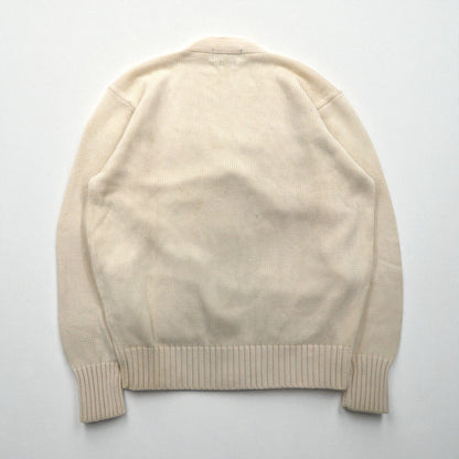 Polo Ralph Lauren 90年代 コットンニット カーディガン L オフホワイト 生成り スモールポニー刺繡 パッチポケット