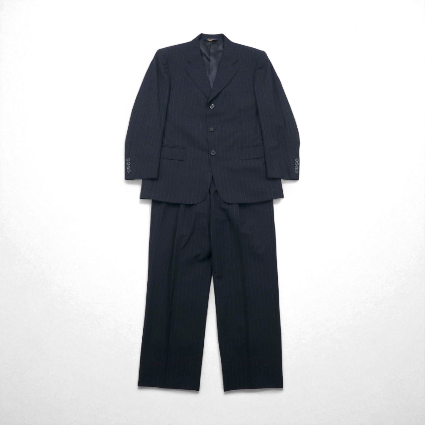 Brooks Brothers 3B Suit Set, Size M, Navy Striped Wool, Made in Japan