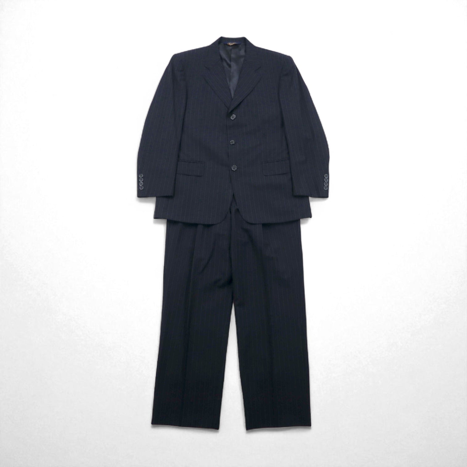 Brooks Brothers 3B Suit Set, Size M, Navy Striped Wool, Made in Japan