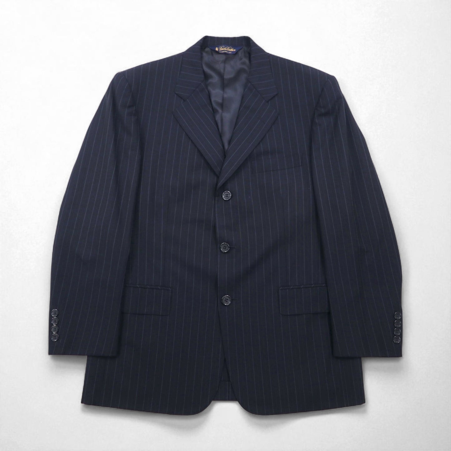 Brooks Brothers 3B Suit Set, Size M, Navy Striped Wool, Made in Japan