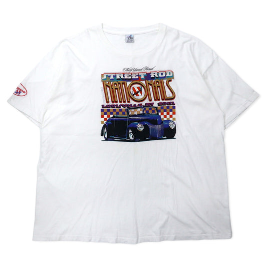 日本然リトテ-古着オンライン-USA製 00年代 Cal Cru クラシックカー プリント Tシャツ 4XL ホワイト コットン STREET ROD NATIONALS ビッグサイズ-USA Made 00's Cal Cru Classic Car Print T-Shirt 4XL White Cotton STREET ROD NATIONALS Big Size