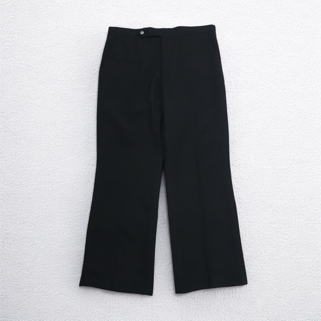 70s Vintage Trousers センタープレス フレア スラックスパンツ L ブラック ロケットTALONジップ