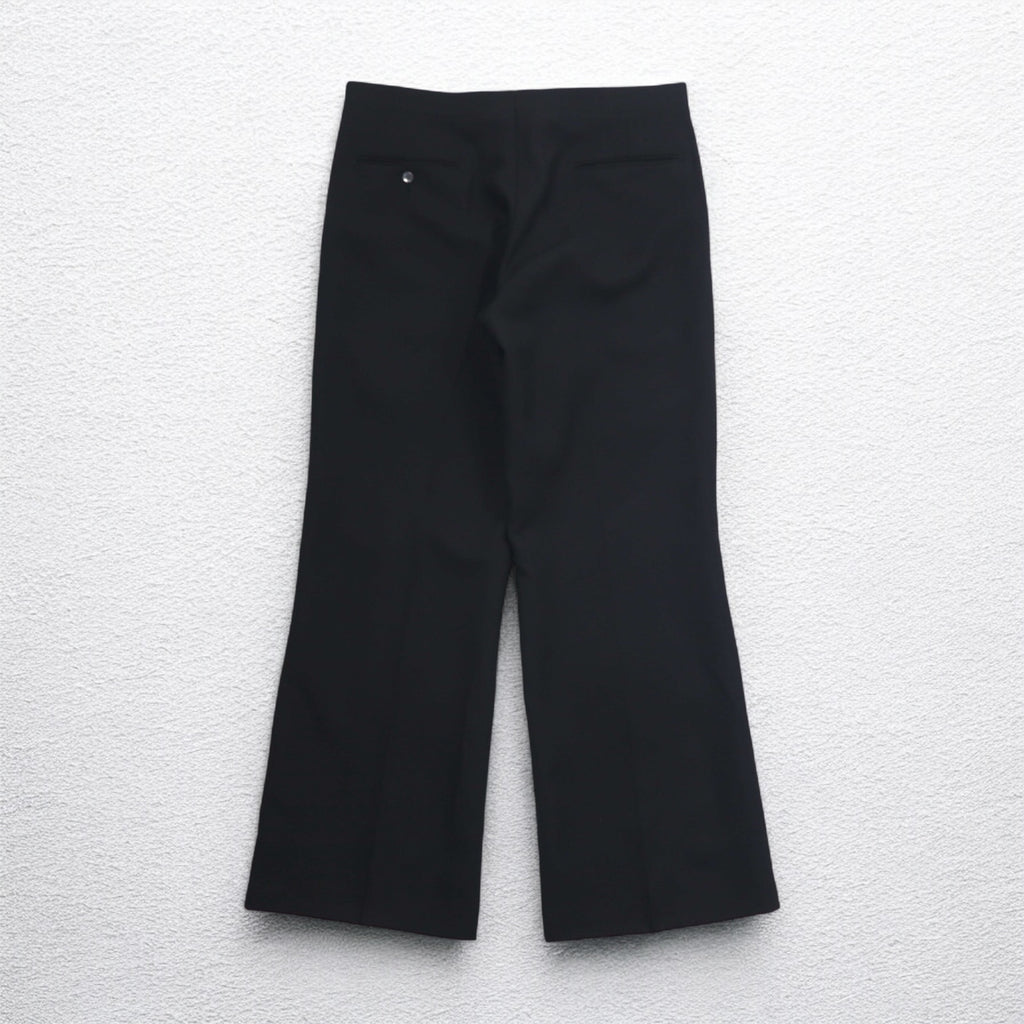 70s Vintage Trousers センタープレス フレア スラックスパンツ L ブラック ロケットTALONジップ