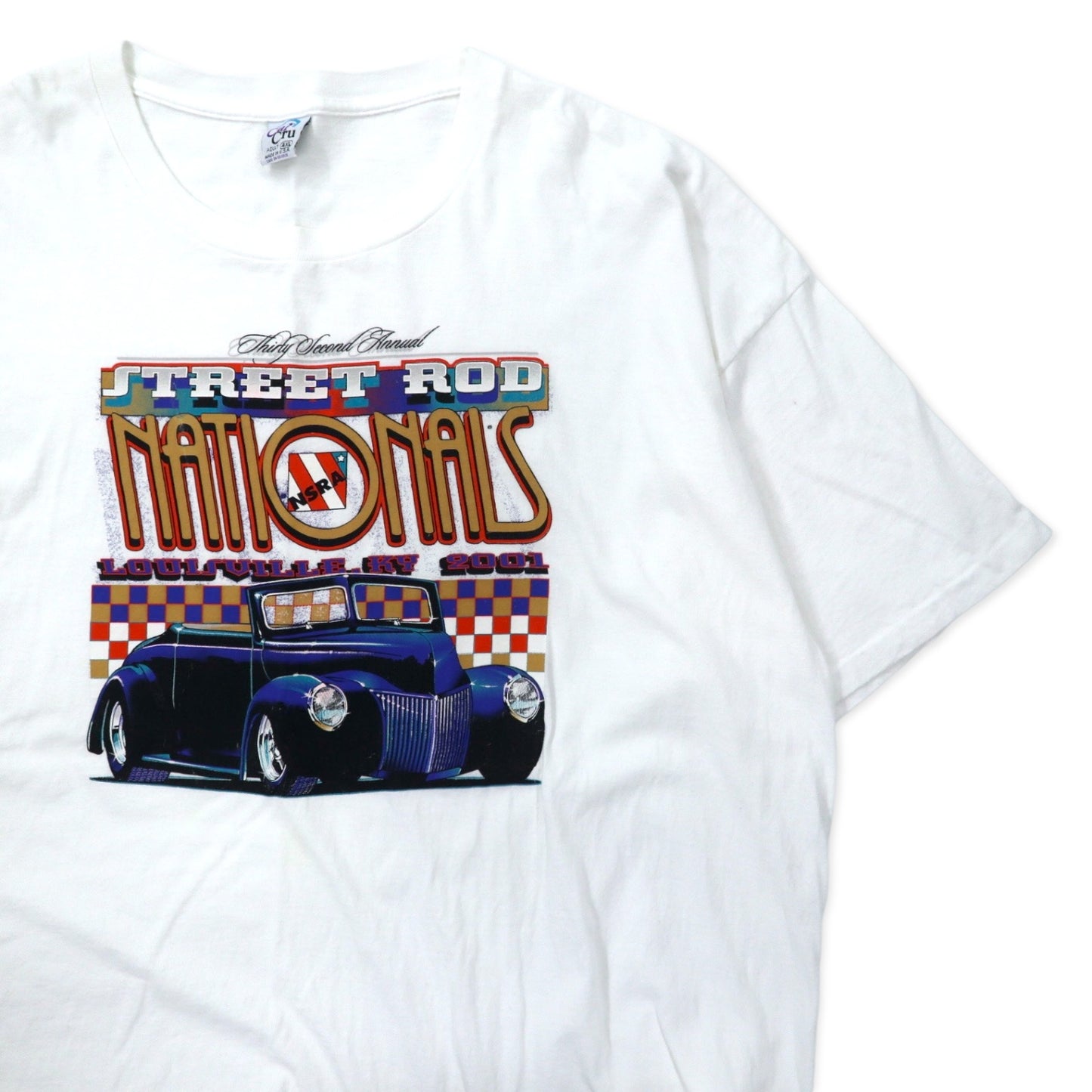 USA製 00年代 Cal Cru クラシックカー プリント Tシャツ 4XL ホワイト コットン STREET ROD NATIONALS ビッグサイズ