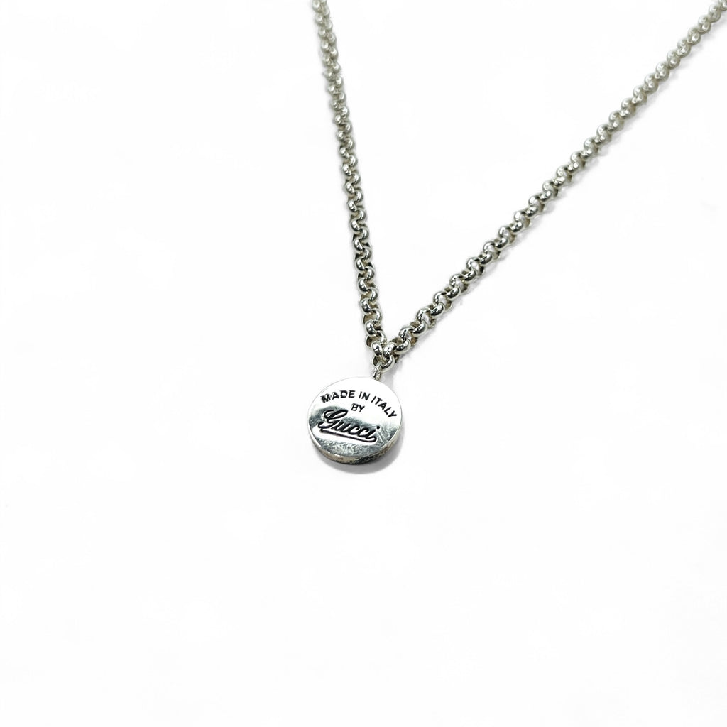 GUCCI Trademark Coin Charm Necklace Pendant Silver 925 Round