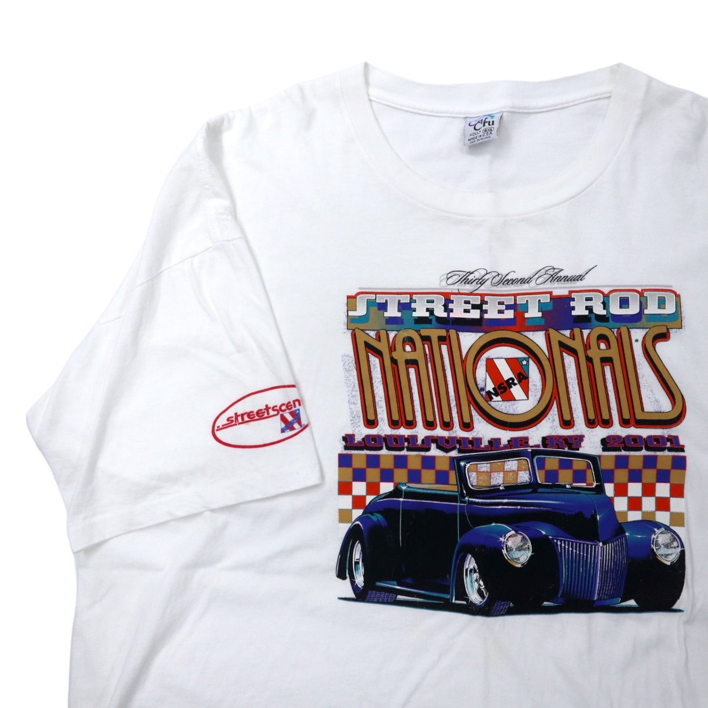 USA製 00年代 Cal Cru クラシックカー プリント Tシャツ 4XL ホワイト コットン STREET ROD NATIONALS ビッグサイズ