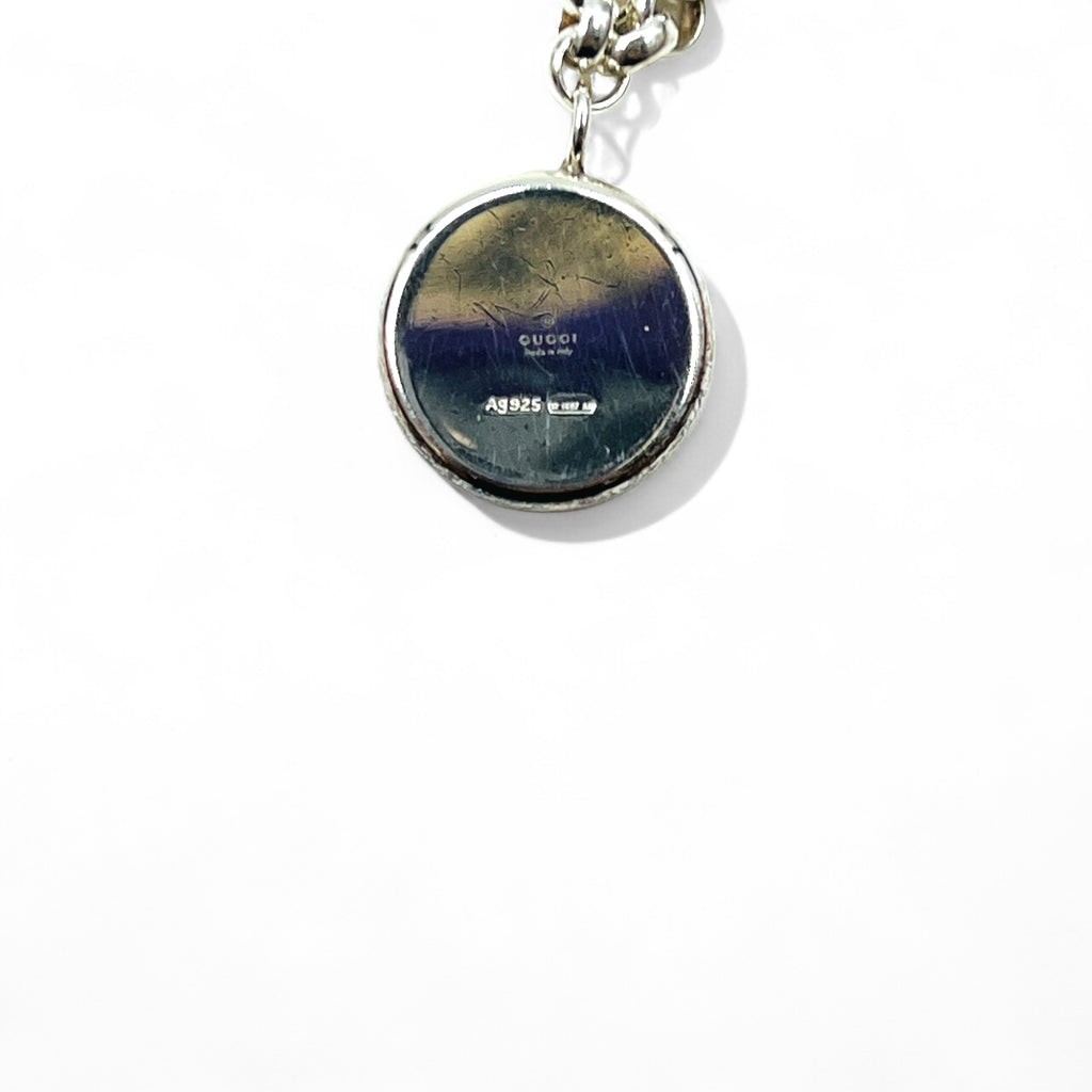 GUCCI Trademark Coin Charm Necklace Pendant Silver 925 Round