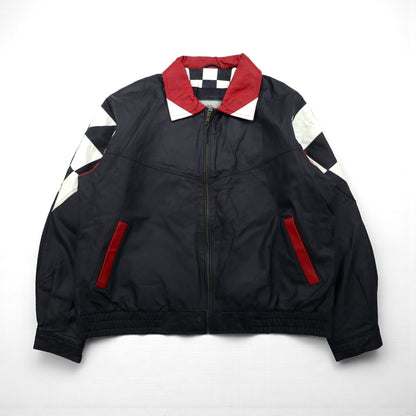 90s Vintage Riders Jacket BURK'S BAY レーシング ライダースジャケット 2XL 中綿 チェッカーフラッグ 90年代