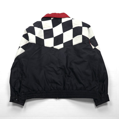 90s Vintage Riders Jacket BURK'S BAY レーシング ライダースジャケット 2XL 中綿 チェッカーフラッグ 90年代