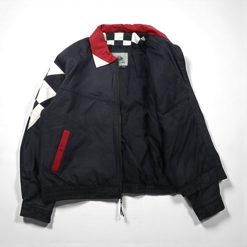 90s Vintage Riders Jacket BURK'S BAY レーシング ライダースジャケット 2XL 中綿 チェッカーフラッグ 90年代