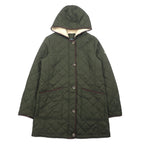 日本然リトテ-古着オンライン-LAUREN RALPH LAUREN フーデッド キルティング ジャケット コート L カーキ ポリエステル スカーフ柄 裏地-LAUREN RALPH LAUREN Hooded Quilted Jacket Coat L Khaki Polyester Scarf Pattern Lining